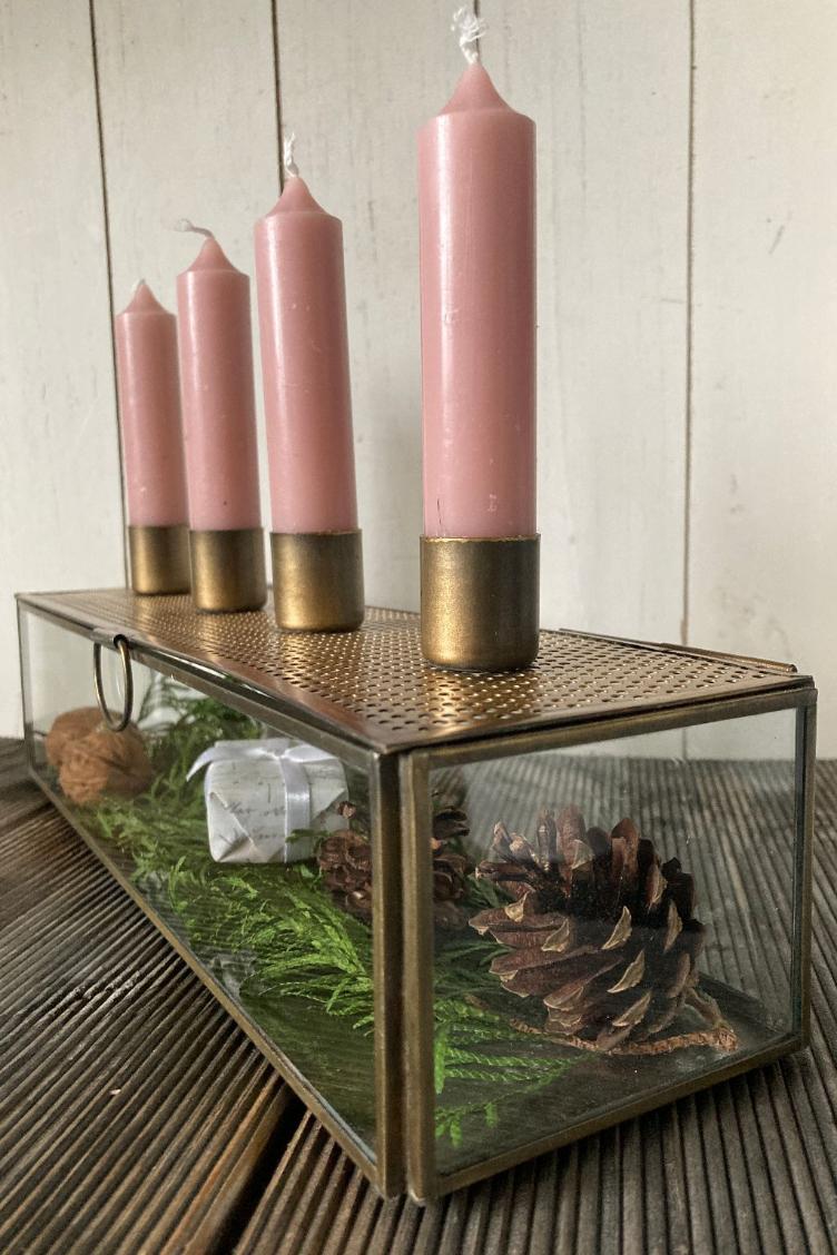 Kerzenbox Glas/Gold