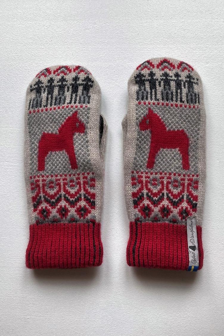 Fäustlinge aus Schweden `Dalarna` mit Wildleder Gr M